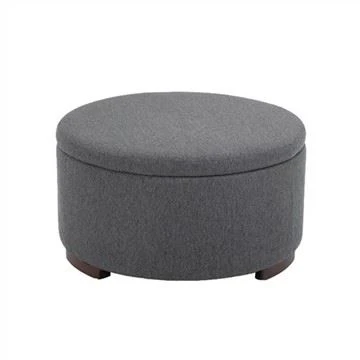 Comfort Round Ottoman Gray Fabric