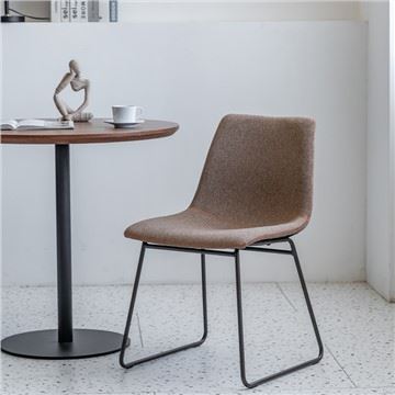 Mid-century Modern Dining Chair With Black Metal Base
