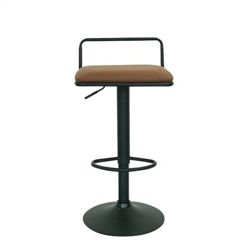 Height Adjustable Barstool Square Seat Metal PU Swivel Bar Chair