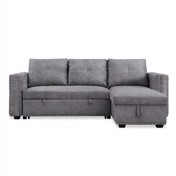 PU Storage Reversible Corner Sleeper Sofa