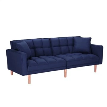 Soft And Comfortable Convertible Sofa in Blue Linen