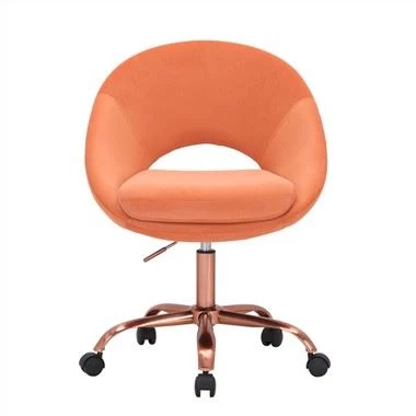 Velvet Home Office Chair, Rose gold metal legs