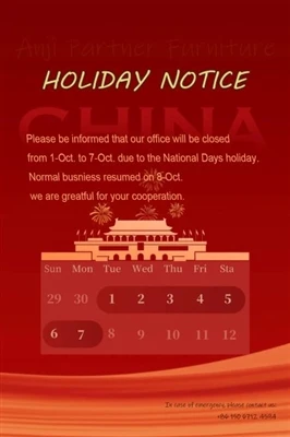 National Day Holiday Notice